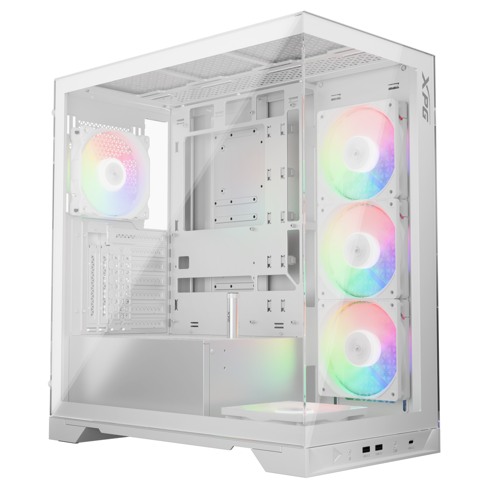 Корпус XPG INVADER X WHITE (INVADERXMT-WHCWW) Mid-Tower Gaming ATX PC Case with Panoramic View, Tempered Glass Panels, and RGB Lighting Black