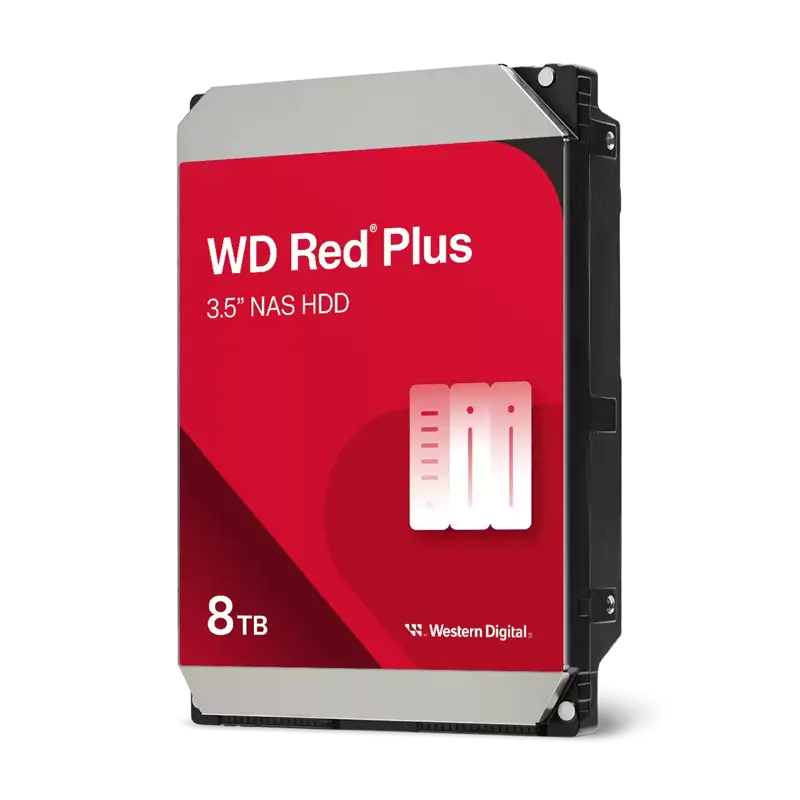 Western Digital Red Plus NAS HDD 3.5" SATA 8Tb, 5640RPM, 256MB buffer, CMR, WD80EFPX, 1 year