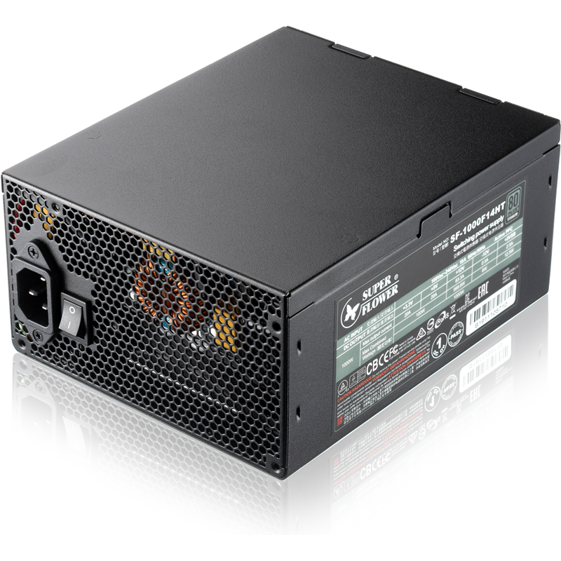 Super Flower Power Supply Leadex Titanium, 1000W, ATX, 140mm, 12xSATA, 6xPCI-E(6+2), 2xPCI-E(6), APFC, 80+ Titanium, Full Modular (SF-1000F14HT)