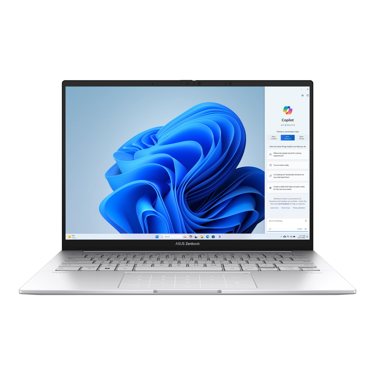 Ноутбук ASUS Zenbook 14 OLED UX3405MA-QD613 Core Ultra 5 Processor 125H/ 16Gb/ 512Gb SSD/ 14"/ OLED/ FHD/ NoOS/ Foggy Silver (90NB11R2-M010C0)