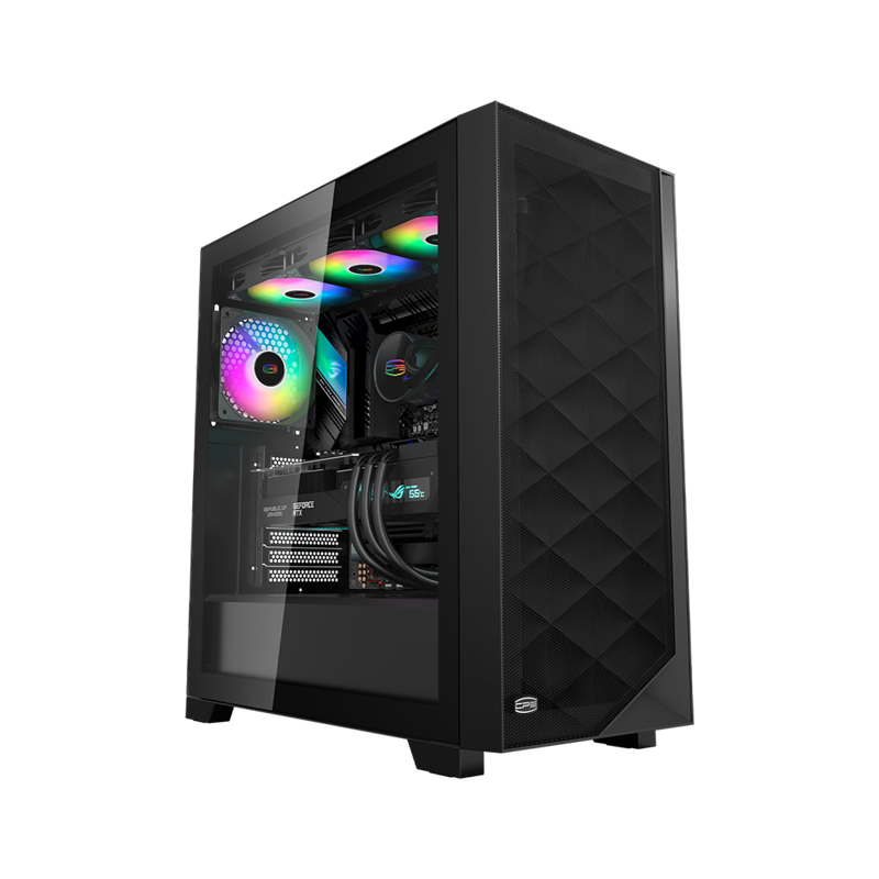 Корпус без блока питания/ PCCooler C3D510 BK ARGB, Tempered Glass Full Tower, Black, TG, 0.7 SPCC, 3x120mm ARGB E-ATX, ATX, mATX, mITX 170/390/410mm 2x2.5", 2x3.5", 7xPCI 2xUSB-A 3.0 454.8x220x490.6mm