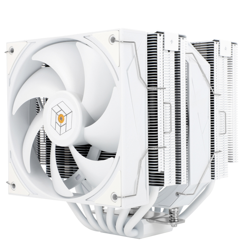 Кулер для процессора/ Thermalright Royal Pretor 130 White (4-pin PWM, 158mm, Ni/ Cu, 6x6mm, 1x120+1x130mm, 80.45CFM/ 81.88CFM, 29.4dBA/ 28.3dBA, 2150PM/ 1750RPM, S: 1200, 1700, 1851, 2011, 2066, 115X, AM4 (RP130-WH)