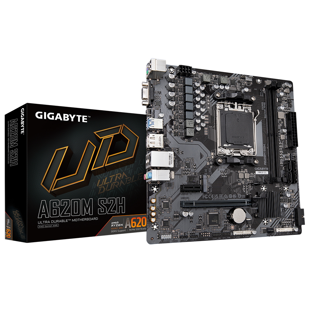 GIGABYTE A620M S2H, AM5, A620, 2*DDR5, DP+HDMI+D-Sub, 4 SATA 6 Гб/ с, M2, Audio, Gb LAN, USB 3.2, USB 2.0, mATX