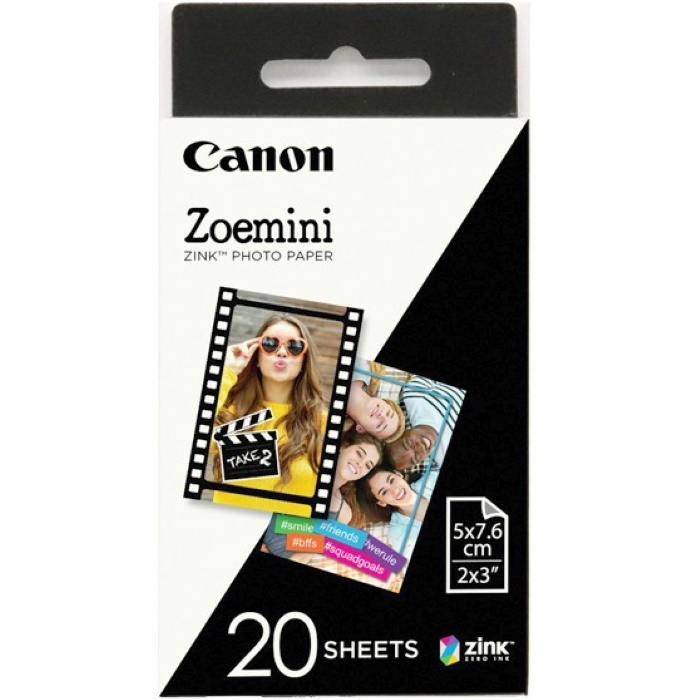 Бумага Canon Фотобумага для Zoemini ZP-2030 50x75мм (2x3") для сублимационных принтеров, 20 листов (3214C002)