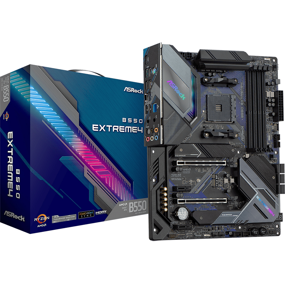 B550 EXTREME4, Socket AM4, AMD B550, 4xDDR4-3200, HDMI, 2xPCI-Ex16, 2xPCI-Ex1, 6xSATA3(RAID 0/1/10), 2xM.2, 8 Ch Audio, 1x2,5GLan, (4+4)xUSB2.0, (3+2)xUSB3.2, (1+1)xUSB3.2 Type-C™, 1xPS/2, ATX, RTL, {5} (931567)