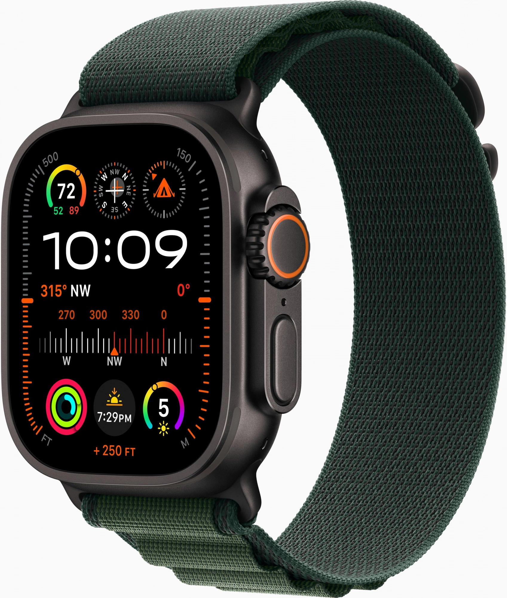 Смарт-часы Apple Watch Ultra 2 2024 A2986 49мм OLED корп.черный титан Alpine loop рем.темно-зеленый разм.брасл.:165-210мм (MX4T3ZP/ A) (MX4T3ZP/A)