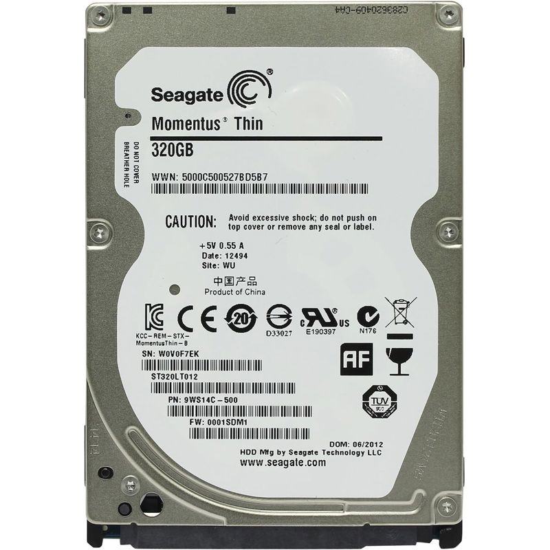 Жесткий диск/ HDD Seagate SATA 320Gb 2.5" Momentus Thin 5400 RPM 16Mb (clean pulled, упаковка вскрыта) 1 year warranty (replacement MQ01ABD032) (ST320LT012)