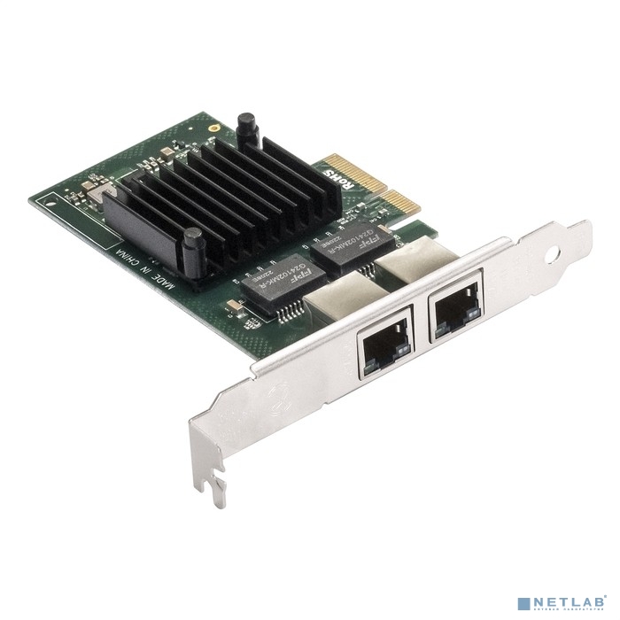 Exegate EX292506RUS Сетевой адаптер ExeGate EXE-I350-T2V2 (PCI-E x4 v2.1, порты 2xRJ45 (медные), 10/ 100/ 1000Mbps, Gigabit NIC Intel Chipset NHI350AM2)