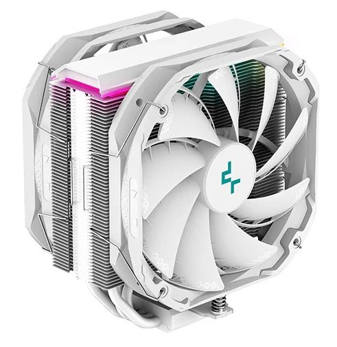 DEEPCOOL AS500 PLUS WH LGA20XX/ 1700/ 1200/ 115X/ AM5/ AM4 (8шт/ кор, TDP 220W, PWM, ARGB Led, DUAL Fan 140mm, 5 тепл. Трубок, белый) RET