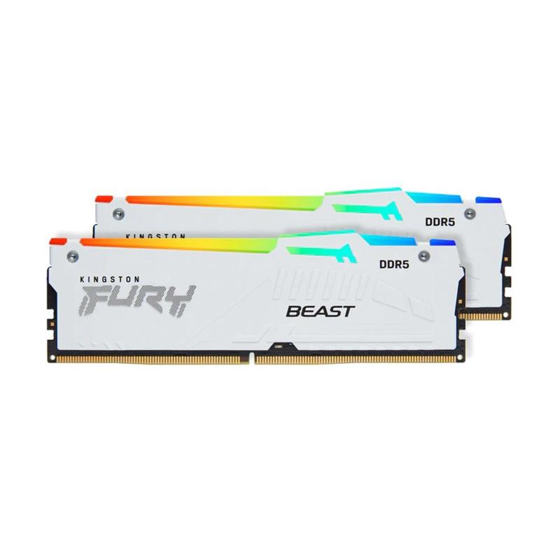 Память оперативная/ Kingston 32GB 5200MT/ s DDR5 CL40 DIMM (Kit of 2) FURY Beast White RGB XMP (KF552C40BWAK2-32)