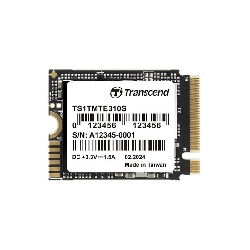 Твердотельный накопитель/ Transcend SSD MTE310S, 1000GB, M.2(22x30mm), NVMe, PCIe 4x4, 3D TLC, R/W 5000/3500 MB/s, IOPs 330 000/690 000, TBW 600, DWPD 0.33, DRAM-less (5 лет) (TS1TMTE310S)