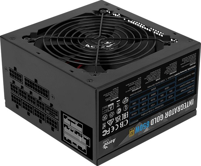 Блок питания Aerocool ATX 850W Integrator Gold 850W Gen.5 80+ gold (20+4pin) APFC 120mm fan LED 6xSATA Cab Manag RTL (ACPG-IM85F_C.31)