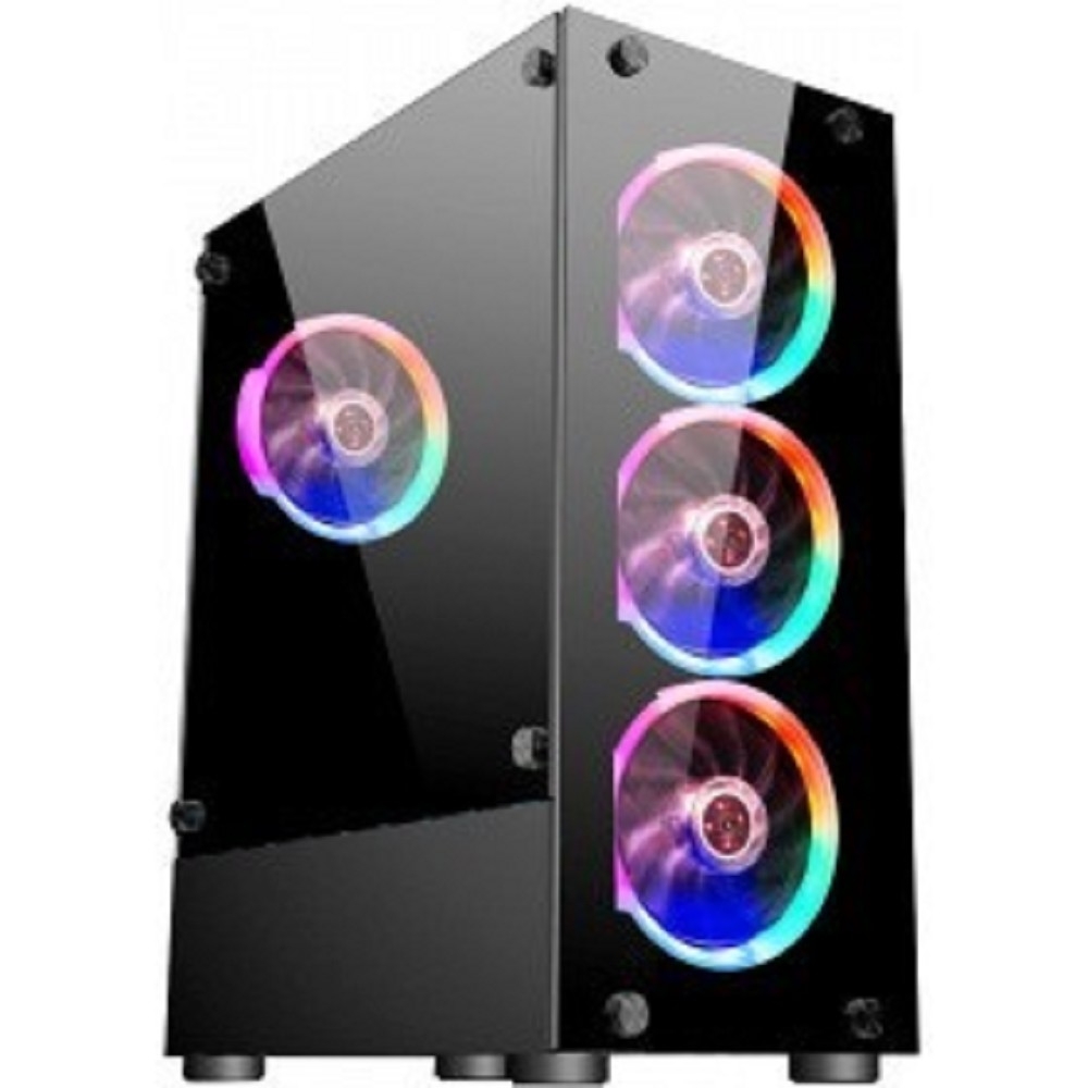 1STPLAYER V2-A-4R1 Корпус FIRE DANCING V2-A / ATX, tempered glass / 4x 120mm LED fans inc. / V2-A-4R1