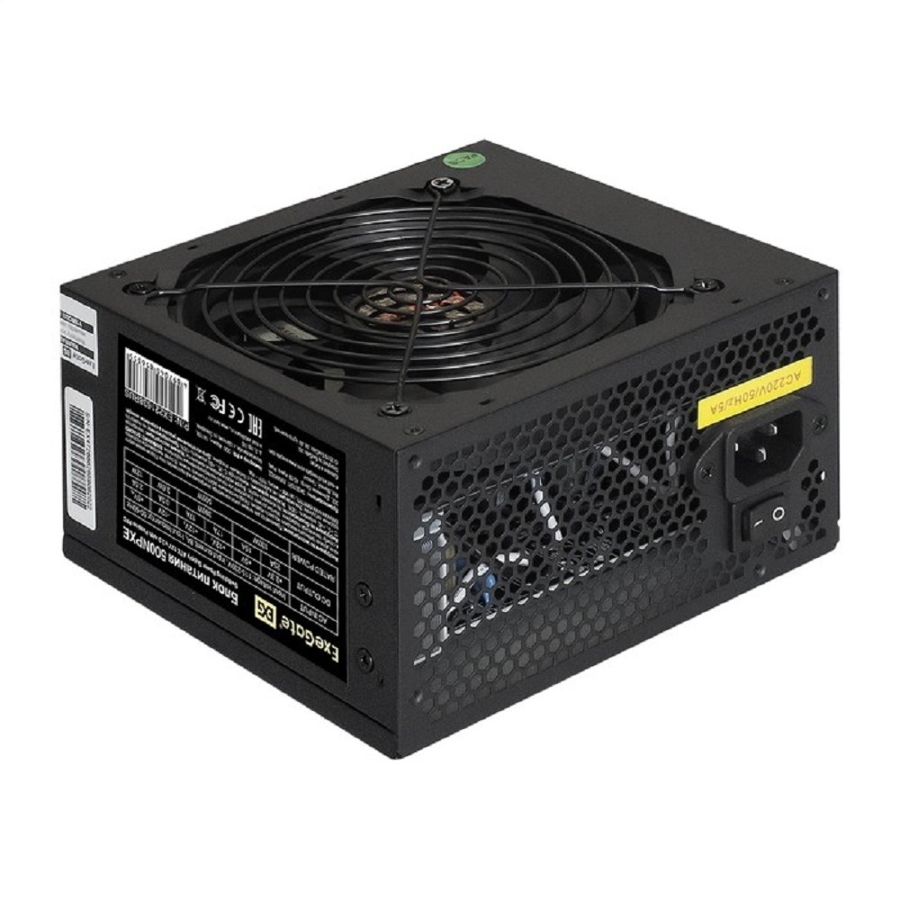 Exegate EX221638RUS-PC Блок питания 500W ExeGate 500NPXE (ATX, PPFC, PC, 12cm fan, 24pin, 4pin, PCIe, 4xSATA, 3xIDE, black, кабель 220V в комплекте)