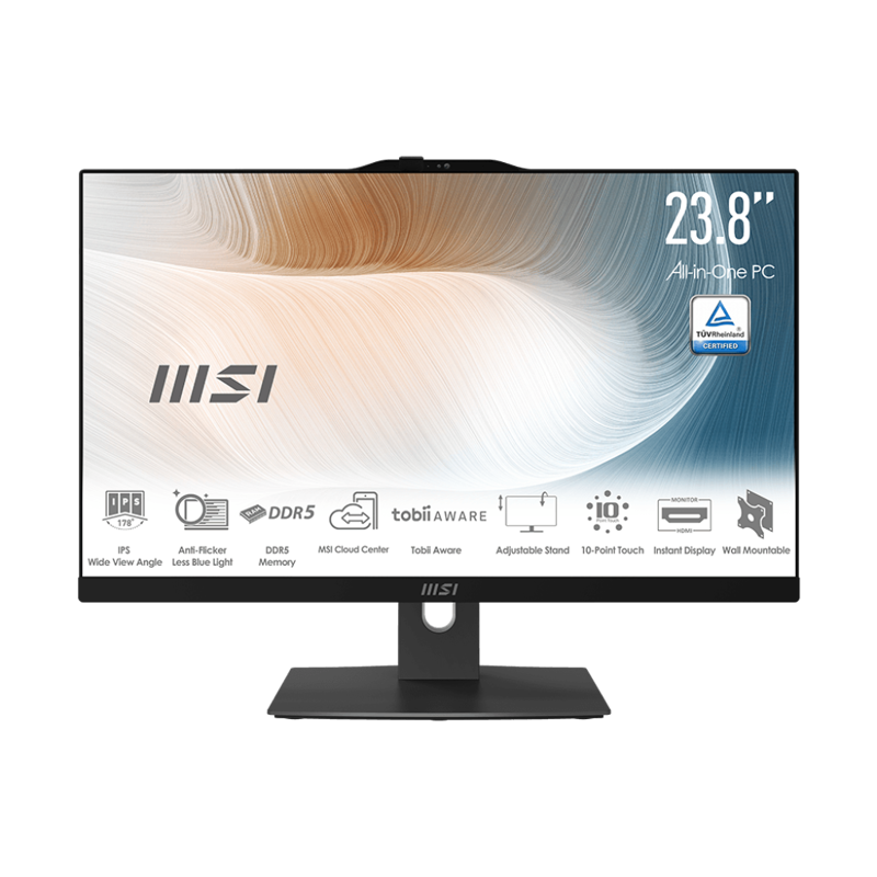 Моноблок/ MSI Modern AM242P 1M 23.8"(1920x1080 (матовый))/ Intel Core 5 120U(1.4Ghz)/ 16384Mb/ 256PCISSDGb/ noDVD/ Int:Intel® Graphics/ Cam/ BT/ WiFi/ war 1y/ 4.65kg/ Black/ noOS (9S6-AE0721-1201)