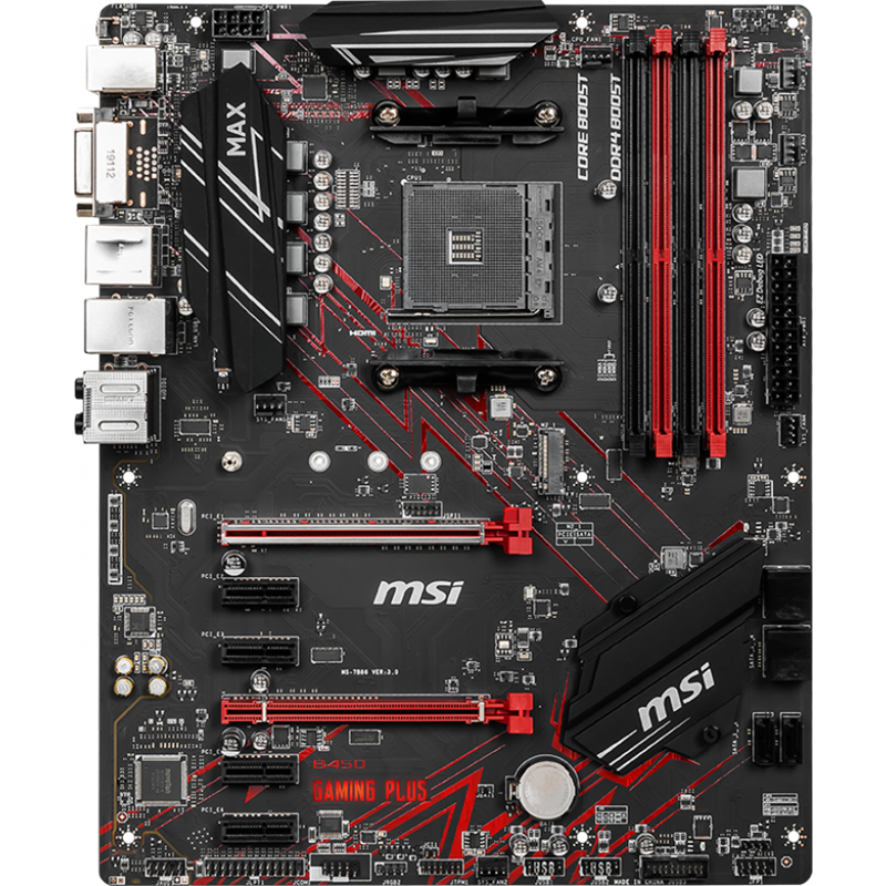 MSI B450 GAMING PLUS MAX {Soc-AM4 AMD B450 4xDDR4 ATX AC`97 8ch(7.1) GbLAN RAID+DVI+HDMI} RTL