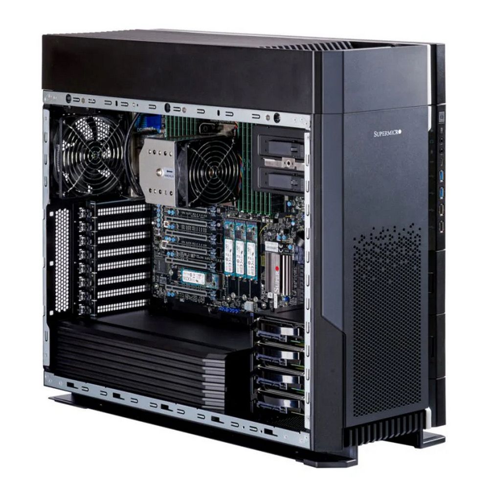 Supermicro SuperWorkstation Full Tower 551A-T W-3400 Xeon/ no DIMM(16) only DDR5/ SATARAID HDD(4)LFF/ 1x10Gbe, 1x1Gbe/ 6xPCIex5-16/ 4xM.2/ 1x2000W (SYS-551A-T)