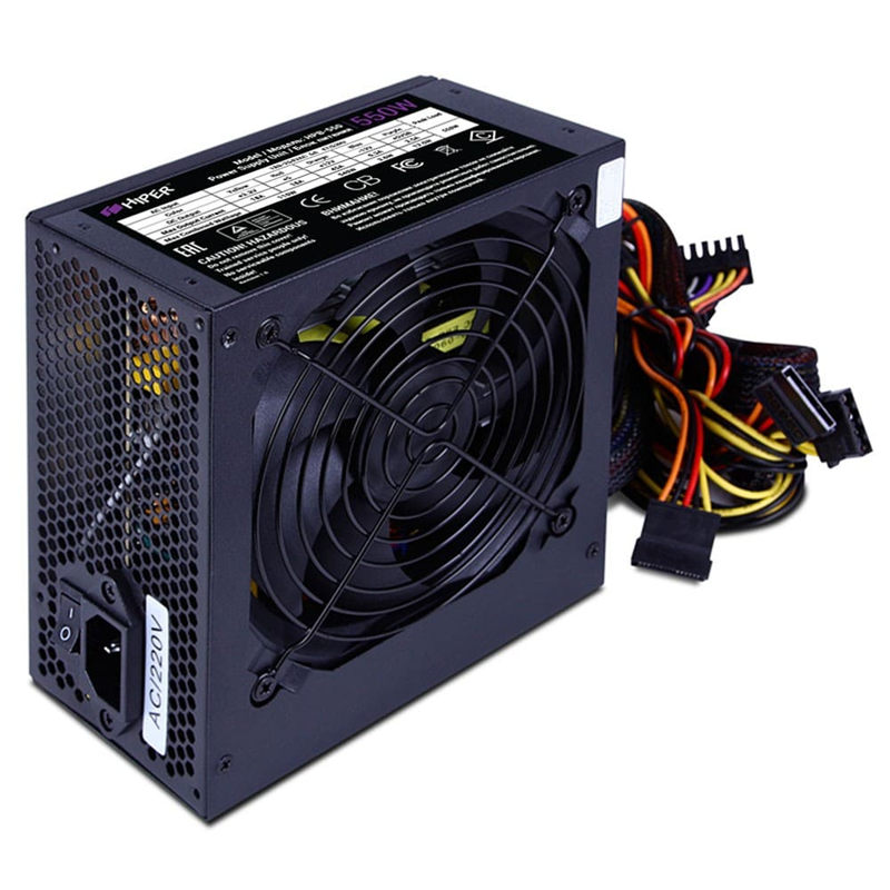 блок питания для ПК 550 Ватт/ PSU HIPER HPB-550 (ATX 2.31, 550W, Active PFC, 80Plus BRONZE, 120mm fan, черный) BOX