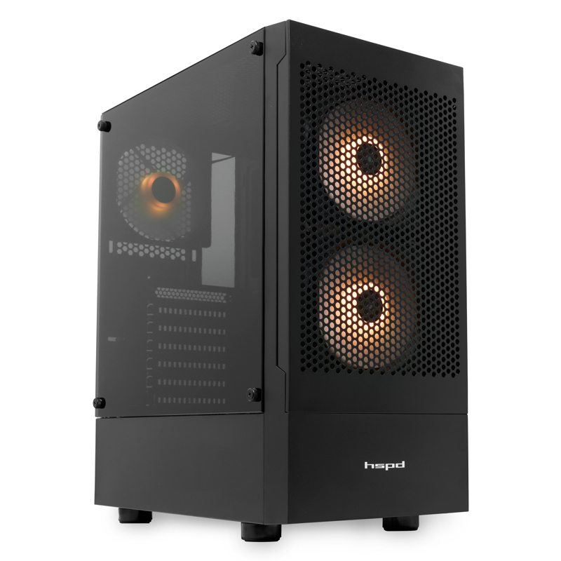 Корпус без блока питания/ HSPD M540, Mesh Mid Tower, Black, TG, 0.45 SPCC, 3x120mm ARGB ATX, mATX, mITX 160/300/150mm 2x2.5", 2x3.5", 7xPCI 1xUSB-A 3.0, 2xUSB-A 2.0 365x216x405mm (M540-TGBK-ARGB)