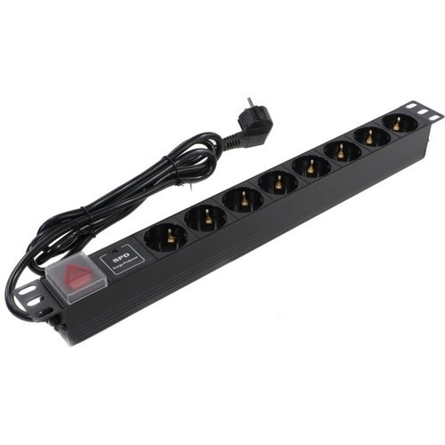 Exegate EX280846RUS Блок розеток ExeGate ServerPro PDU-19H807 Al-8S-EU2-SW-SPD1, 19",1U,алюм, 8Sch, евровилка, 2м, SPD1