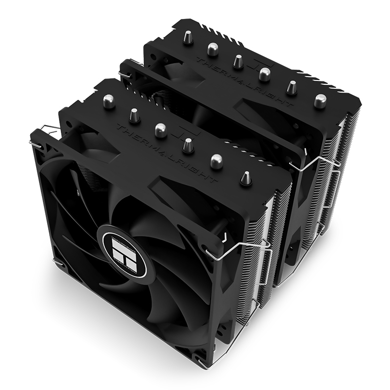 Кулер для процессора/ Thermalright Peerless Assassin 120 SE Black (4-pin PWM, 155mm, Ni/ Cu, 6x6mm, 2x120mm, 66.17CFM, 25.6dBA, 1550RPM, S: 1200, 1700, 1851, 115X, AM4, AM5, silver, black) (PA120-SE-BL)