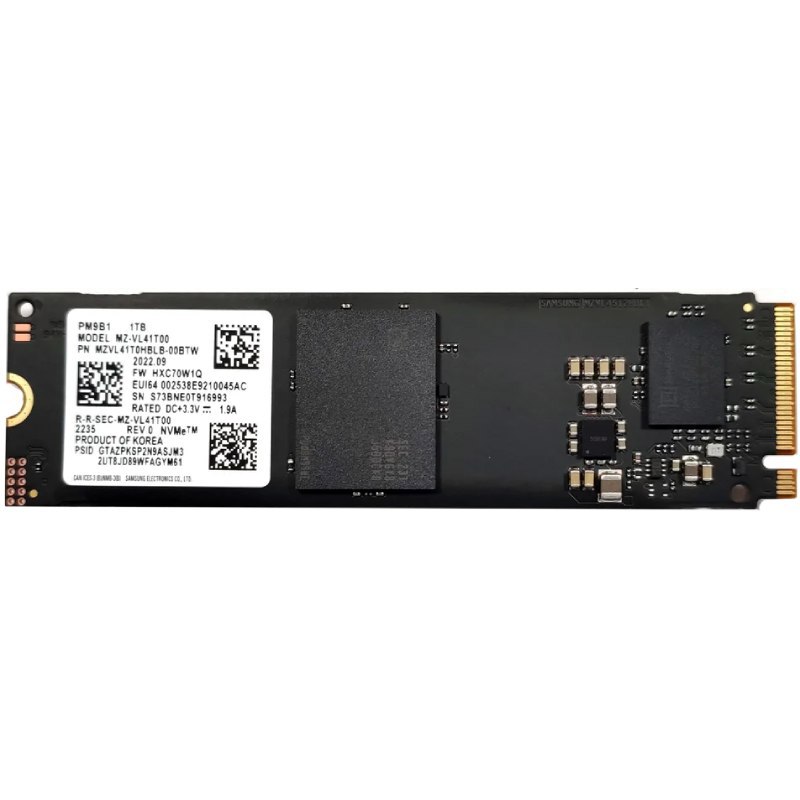 Твердотельный накопитель/ Samsung SSD PM9B1, 1024GB, M.2(22x80mm), NVMe, PCIe 4.0 x4, R/W 3600/3000MB/s, IOPs 500 000/420 000 (12 мес.) (MZVL41T0HBLB-00B07)