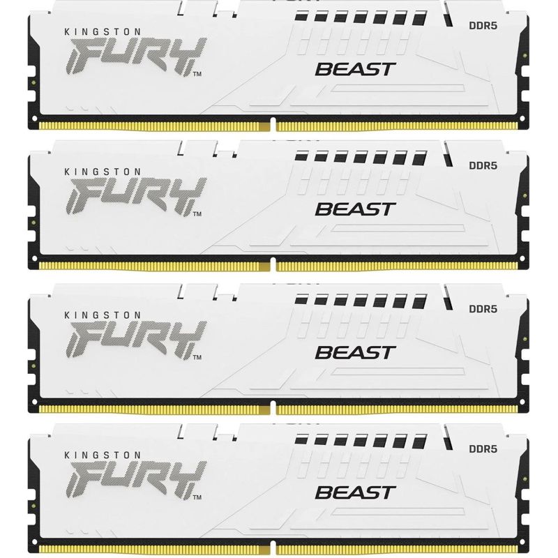 Память оперативная/ Kingston 64GB 6000MT/s DDR5 CL40 DIMM (Kit of 4) FURY Beast White XMP (KF560C40BWK4-64)