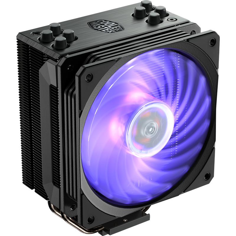 Cooler Master Hyper 212 RGB Black Edition with 1700 (150W, 4-pin, 158.8mm, tower, Al/ Cu, RGB, fans: 1x120mm/ 59CFM/ 30dBA/ 2000rpm, 2066/ 2011-v3/ 2011/ 1700/ 1366/ 1200/ 115x/ AM4/ AM3+/ AM3/ AM2+/ AM2/ FM2+/ FM2/ FM1) (RR-212S-20PC-R2