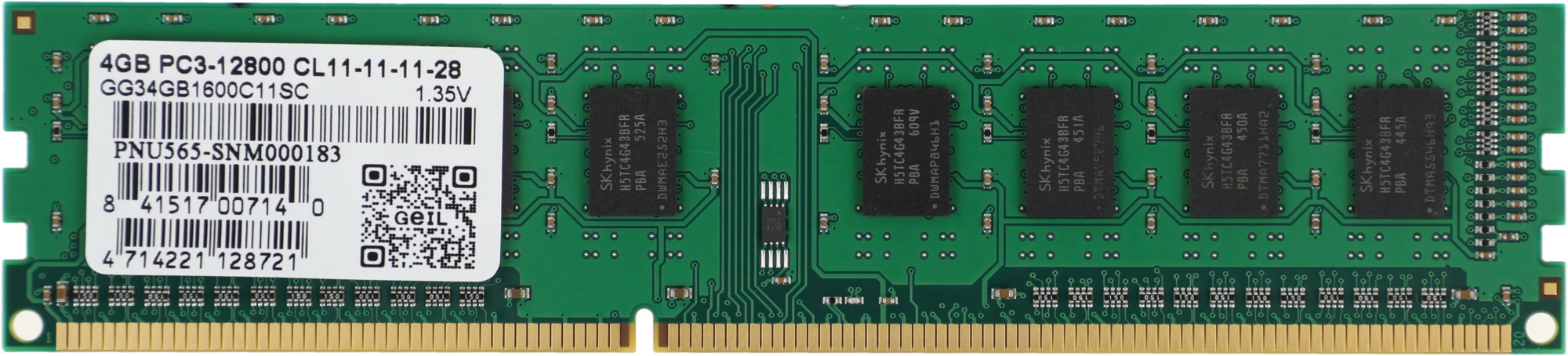 Память DDR3L 4GB 1600MHz Geil GG34GB1600C11SC RTL PC3L-12800 CL11 LONG DIMM 240-pin 1.35В single rank Ret