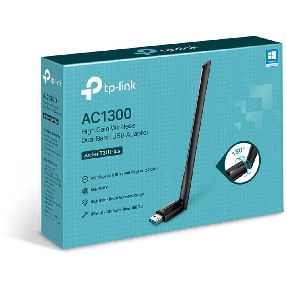 Картинка WiFi-адаптер TP-Link Archer T3U Plus USB (ARCHER T3U PLUS) 