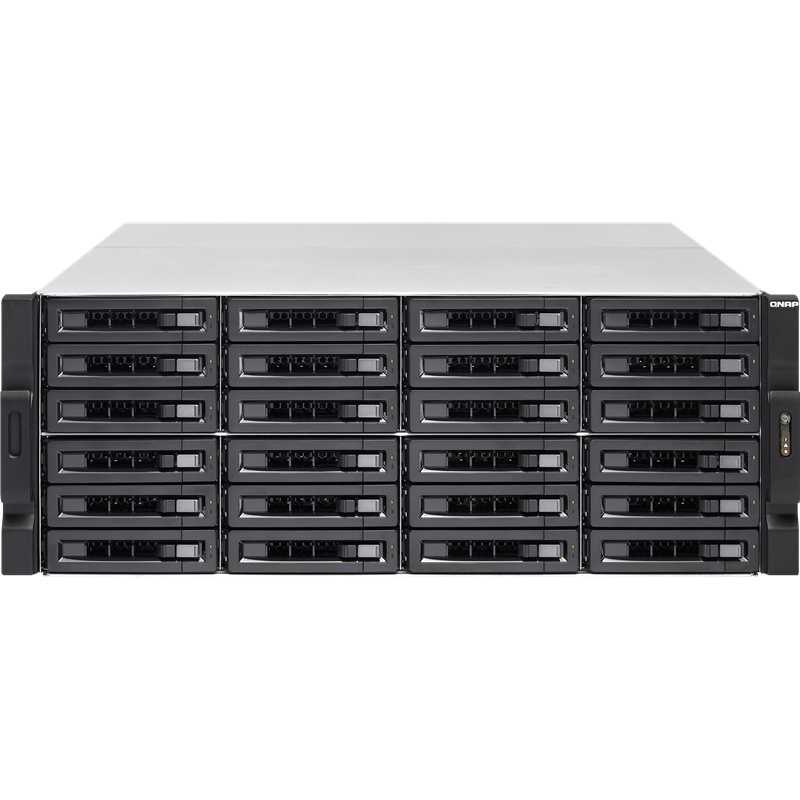 Сетевое хранилище без дисков SMB QNAP TS-2483XU-RP-E2136-16G 24-Bay NAS (24x 2.5"/3.5" SATA HDD/SSD), Intel Xeon E-2136 6-core 3.3 GHz (up to 4.5 GHz), 16 GB DDR4 ECC RAM (2 x 8GB) up to 64 GB ( 4 x 16 GB), 4x GbE LAN, 2 x 10GbE SFP+, rackmount 4U, 2xPSU