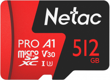 Флеш карта microSDHC 512GB Netac P500 PRO <NT02P500PRO-512G-R> (с SD адаптером) 100MB/ s