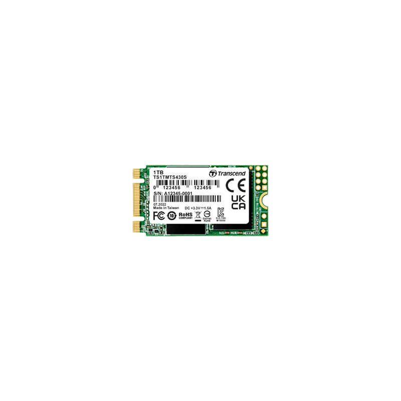 Transcend SSD 430S, 1TB, M.2(22x42mm), SATA3, 3D TLC, R/ W 560/ 520MB/ s, IOPs 85 000/ 85 000, TBW 560, DWPD 0.3 (5 лет) (TS1TMTS430S)