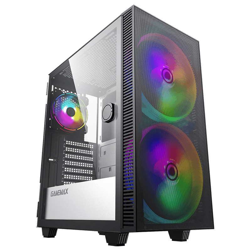 GameMax Корпус Aero А367 (ATX,Черн.,USB3.0, Зак.стекло,2*200мм RGB вент+конт.+пульт, сет.фильтр, без БП)