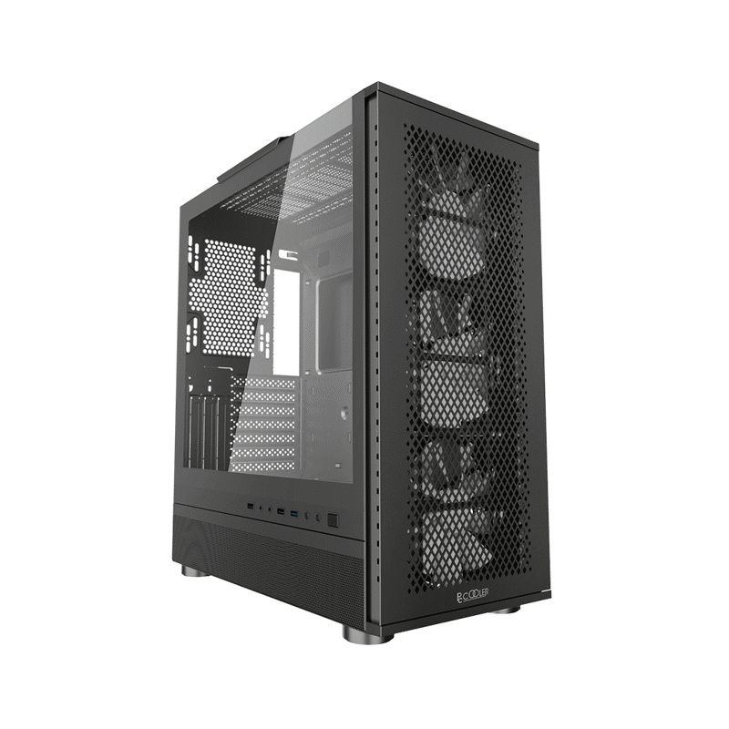 Корпус без блока питания/ PCCooler ME200 MESH BK, Mesh Full Tower, Black, TG, SPCC, 3x120mm ARGB E-ATX, ATX, mATX, mITX 180/380/220mm 4x2.5", 2x3.5", 7+3xPCI 1xUSB-A 3.0, 2xUSB-A 2.0 432x225x495mm