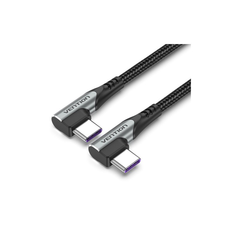 Кабель Vention USB 2.0 CM/ CM угловой - 1м. Серый 5А PD100W (TANHF)