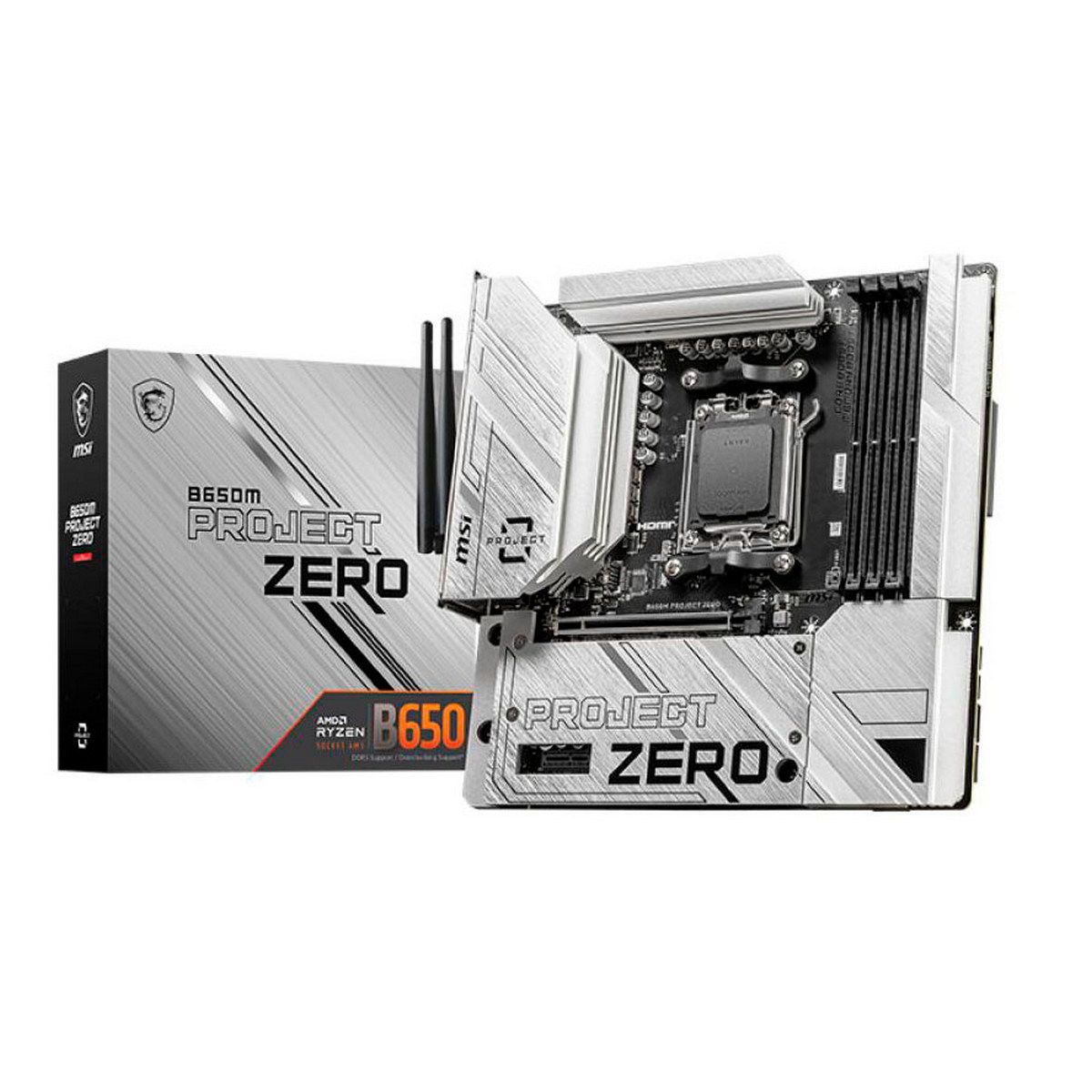 Материнская плата MSI B650M PROJECT ZERO B650, AM5, 4DDR5, 1PCI-Ex16, 2PCI-Ex1, 2M.2, 4SATA3.0, 1USB3.2Gen2x2, 5USB3.2Gen2, 4USB3.2Gen1, 6USB 2.0