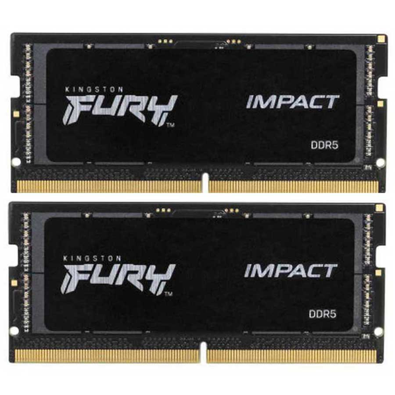 Память оперативная/ Kingston 64GB 4800MT/s DDR5 CL38 SODIMM (Kit of 2) FURY Impact PnP (KF548S38IBK2-64)