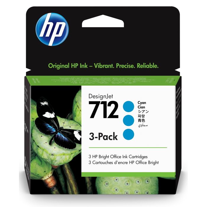 Набор картриджей/ HP 712 3-Pack 29-ml Cyan DesignJet Ink Cartridge (3ED77A)