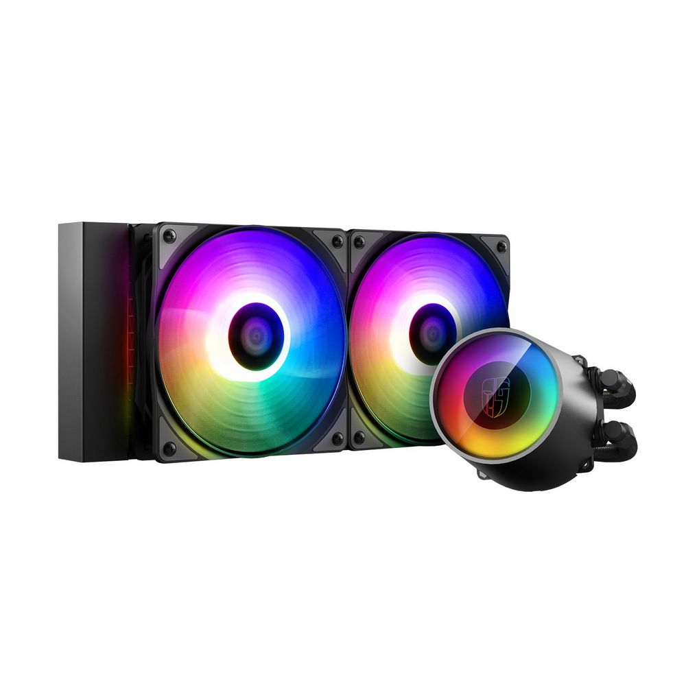 Жидкостная система охлаждения Deepcool CASTLE 240RGB V2 (Black) {6} (726609) (Radiator L 282mm, Height Rad+Fan 52mm, Tube 380mm, Fan ARGB 120mm*2, Fan 500;1800RPM ±10%, &lt; 30 dB(A), Fan 4-pin PWM, Pu (DP-GS-H12AR-CSL240V2)