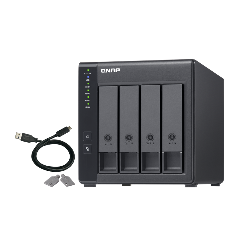 channel QNAP DAS TR-004 4 Bay 2.5/ 3.5 SATA Type-C USB 3.1 Gen 1 (5 Gb/ s ) Direct Attached Storage with Hardware RAID