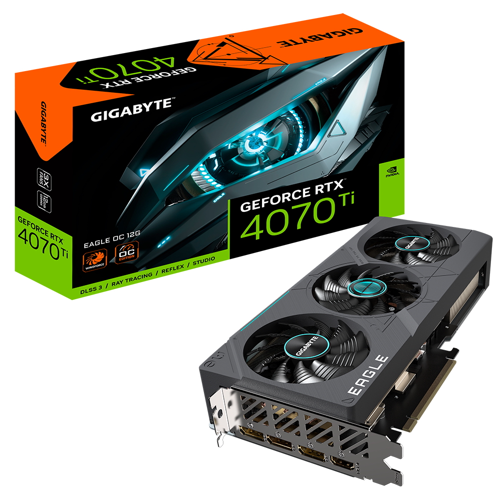 Видеокарта Gigabyte PCI-E 4.0 GV-N407TEAGLE OC-12GD 2.0 NVIDIA GeForce RTX 4070TI 12288Mb 192 GDDR6X 2625/ 21000 HDMIx1 DPx3 HDCP Ret