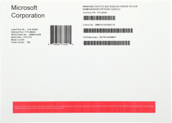 ПО Microsoft Windows Server Standard 2022 Eng 1pkDSP OEI 4Cr NoMedia/NoKey(POSOnly)AddLic (P73-08441)