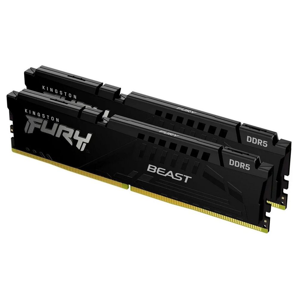 Комплект модулей памяти Kingston 64GB DDR5 6000 DIMM CL30 FURY Beast Black XMP Non-ECC Unbuffered DIMM (Kit of 2) 2RX8 30-36-36 1.4V 288-pin 16Gbit (KF560C30BWEK2-64)