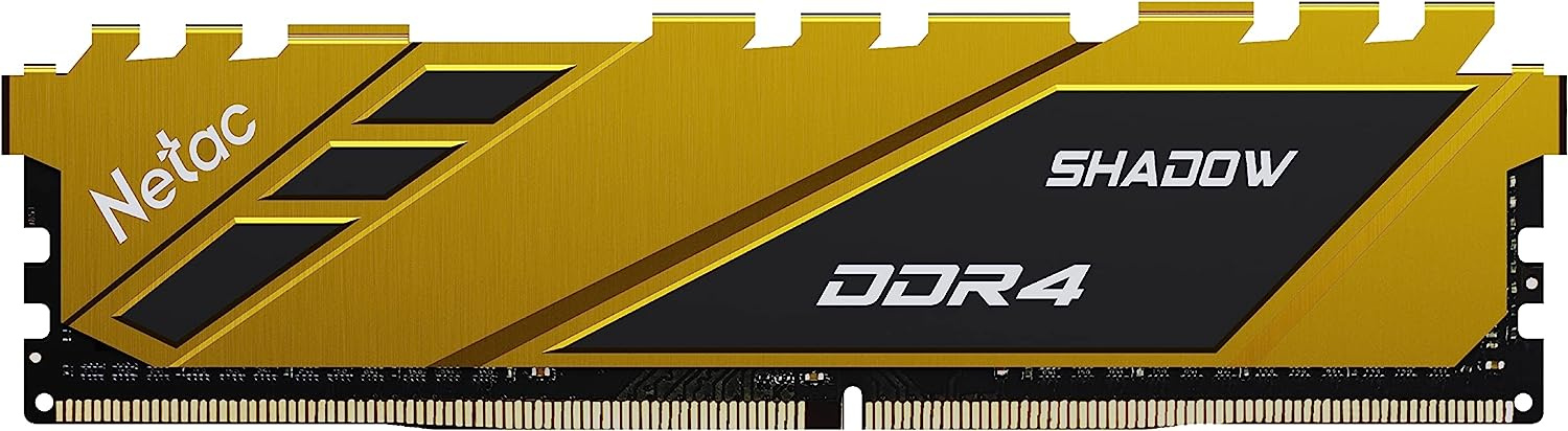 Модуль памяти DDR4 DIMM 8Gb PC25600, 3200Mhz, Netac Shadow NTSDD4P32SP-08Y C16 Yellow, с радиатором