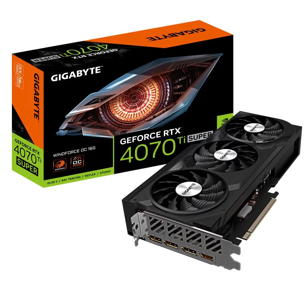 Видеокарта Gigabyte PCI-E 4.0 GV-N407TSWF3OC-16GD NVIDIA GeForce RTX 4070TI Super 16Gb 256bit GDDR6X 2625/ 21000 HDMIx1 DPx3 HDCP Ret