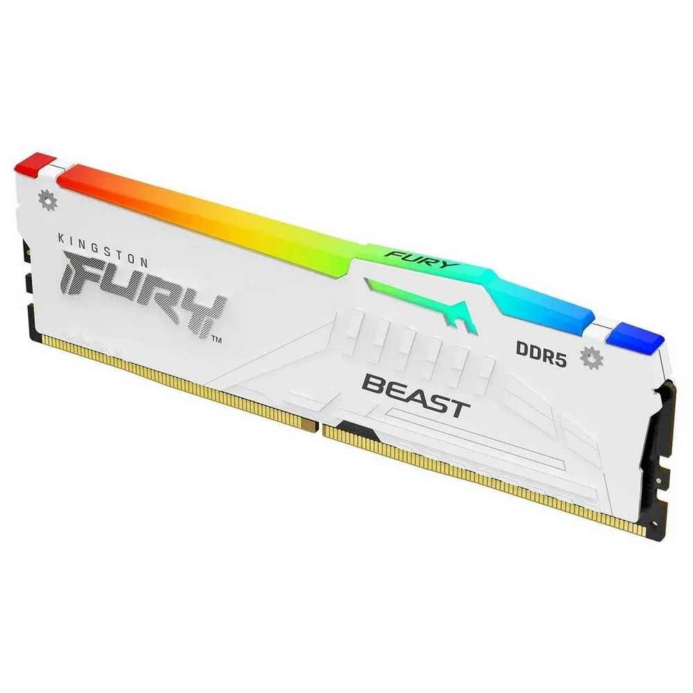 Модуль памяти Kingston 32GB DDR5 6000 DIMM CL30 FURY Beast White RGB EXPO Non-ECC Unbuffered DIMM 2RX8 30-36-36 1.4V 288-pin 16Gbit (KF560C30BWEA-32)