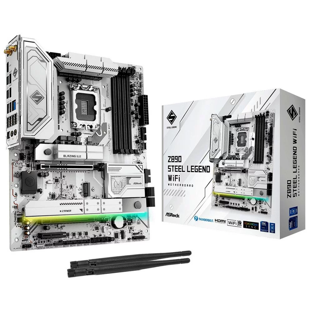 ASROCK Z890 STEEL LEGEND WIFI, LGA1851, Z890, 4*DDR5, 4*SATA, 4*M.2, 6*USB 3.2, 2*USB 2.0, 2*Type-C, 2*PCIx16, 1*PCIx4, 1*M.2 (Key E), HDMI, ATX