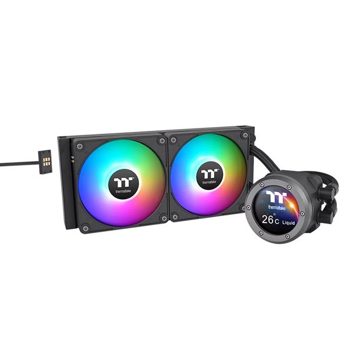 Жидкостная система охлаждения Thermaltake CL-W416-PL14SW-A All-In-One Liquid Cooler System/ ARGB Fan 140*2/ PWM 500-1800 rpm/ Water Block 2.1 inch LCD