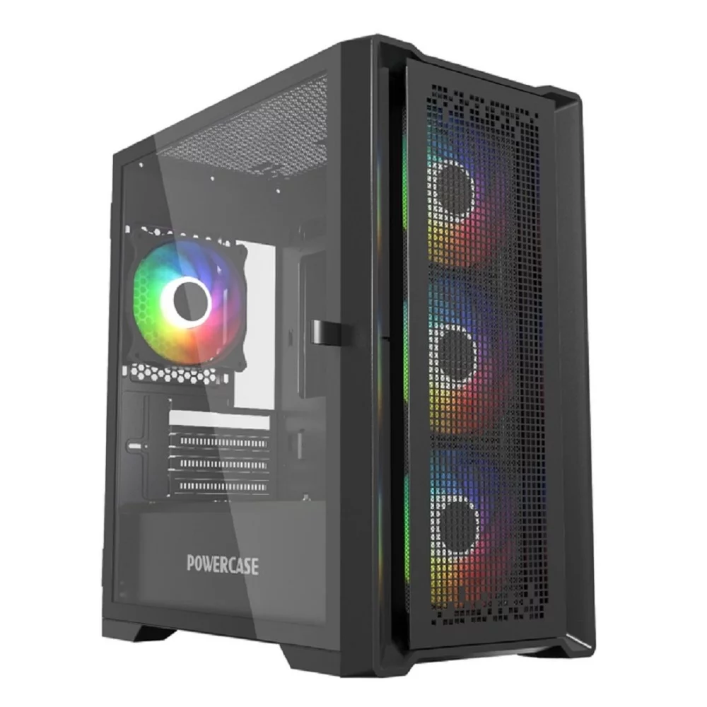 Powercase ByteFlow Micro Black, Tempered Glass, 4х 120mm ARGB fans, ARGB HUB, чёрный, mATX (CAMBFB-A4)